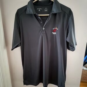Antigua Black Miami Heat Polo with Embroidered Logo